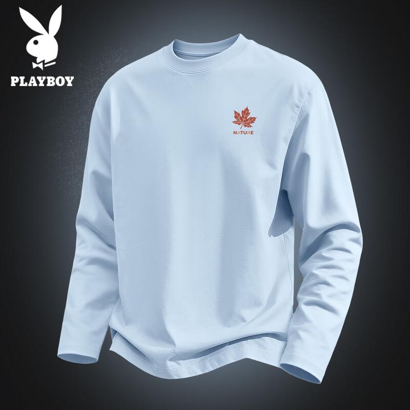 PLAYBOY Men's Long-Sleeve Cotton Casual T-Shirt