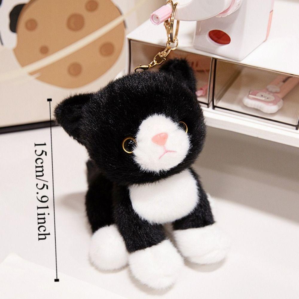 Soft Furry Kitten Plush Toy Stuffed Animal Stuffed Cat Keychain Simulated Cat Doll  Girls Gift