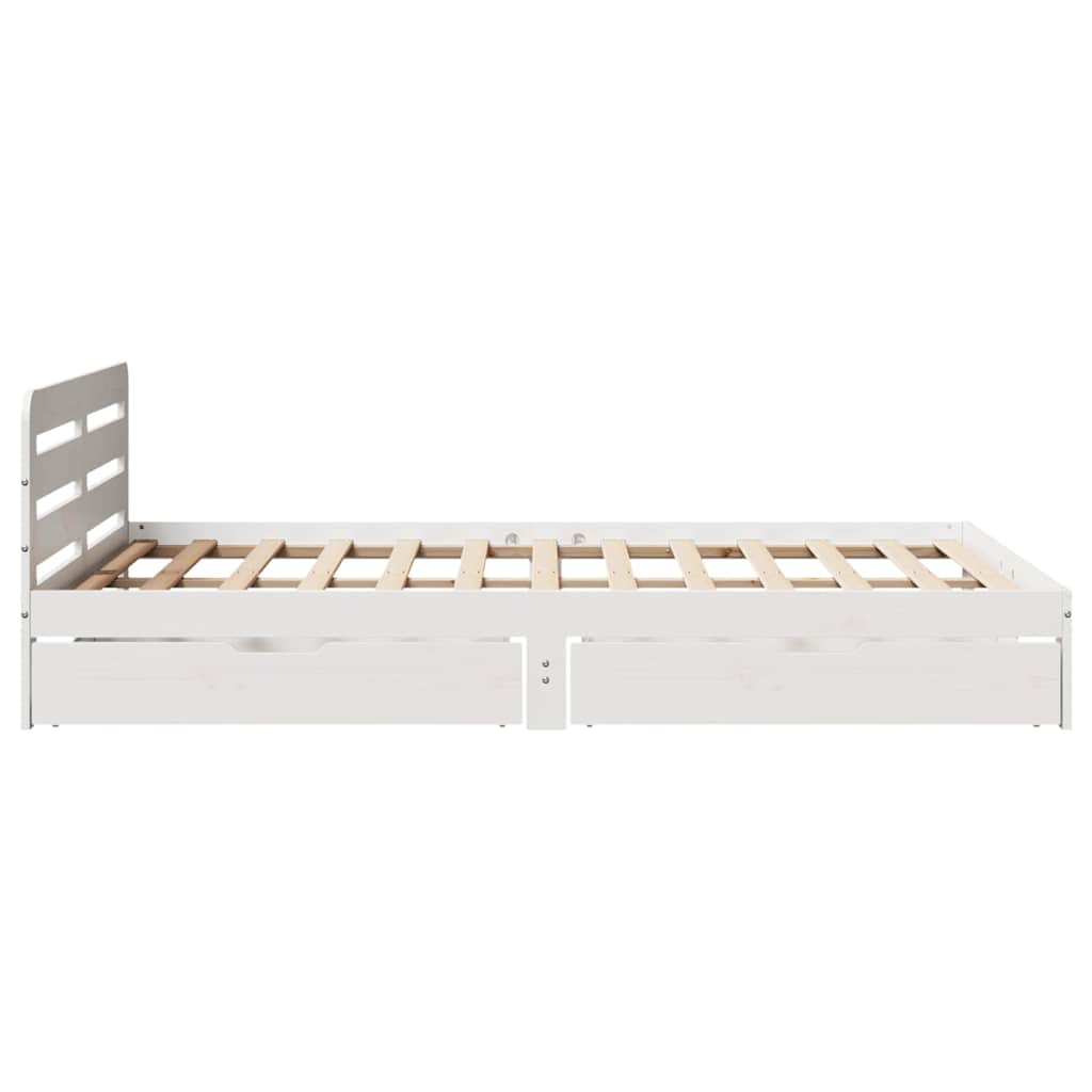 Vidaxl Bed Frame Without Mattress, White, 140X200 Cm, Solid Pine Wood
