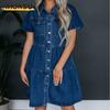 Rochii Casual de Vară Primăvară Culoare Solidă Imprimeu Mânecă Scurtă Gât Polo