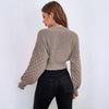 Women's Wool Cardigan Sweater Spring/Autumn Outerwear V-Neck Solid Color Design Oversized Knit Open-Front Cardigan