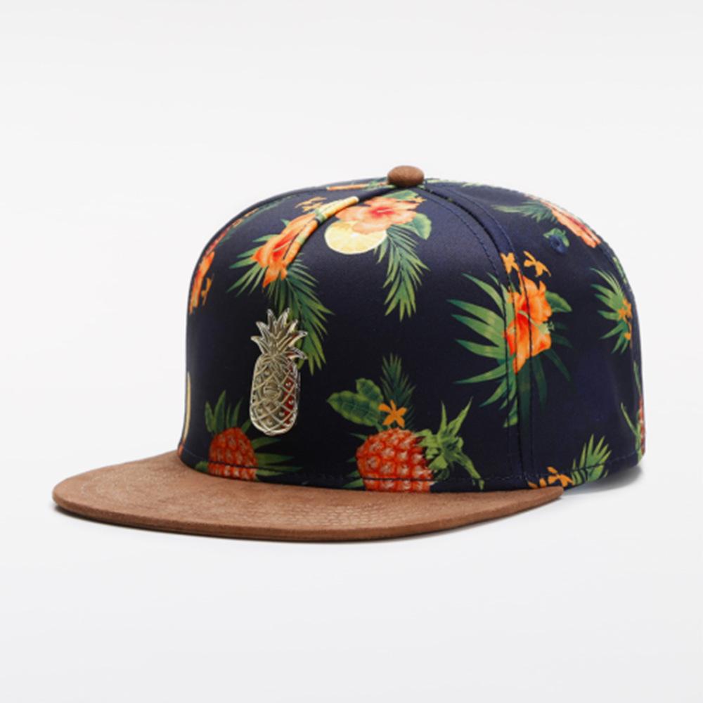 Fruity Summer Cap Metal Pineapple Hip Hop Men S And Women S Hats Adult Flat-Brimmed Hats Sun Hats Baseball Caps