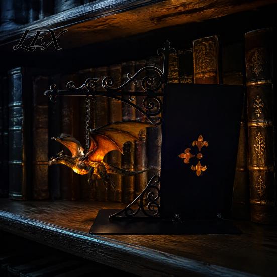 Halloween Party Decor Magical Flying Dragon Bookshelf Lamp, Warm Hanging Night Light, Fantasy Lamp Reading Nook Decor, Unique Gift for Lovers