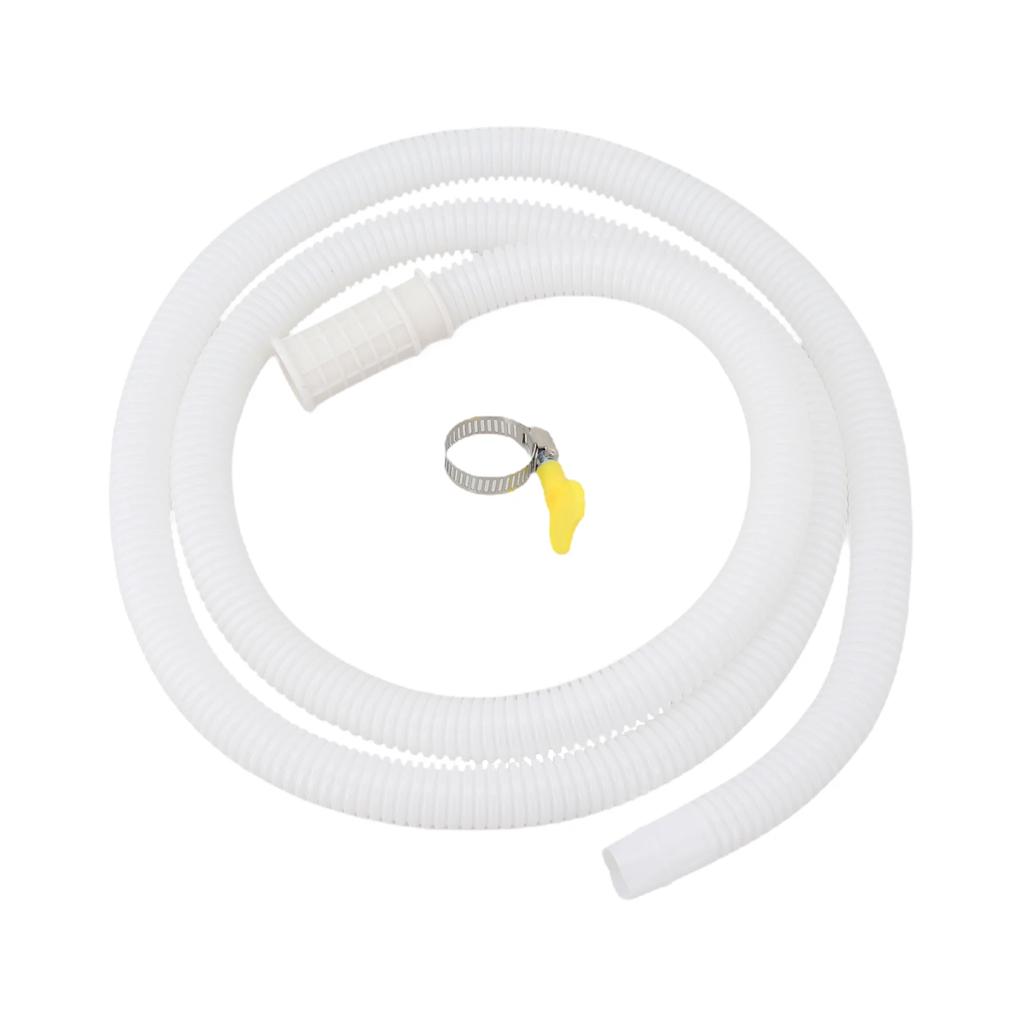 Hose Water Inlet Pipe White 1.5M Accessories Air Conditioner Drain Hose W/ Stainless Steel Clamp Washing Machine