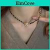 Magnetic Shining Rhinestones Ball Pendant Choker Necklace Faux Leather Chain Braided Cord Short Necklace Jewelry Gift