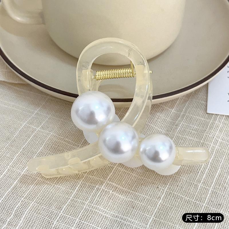 Elegant Pearls Cross Hair Claw for Women Girls Sweet Hair Ornament Claw Clip Hair Clip Hairpin Fashion Party Hair Accessories