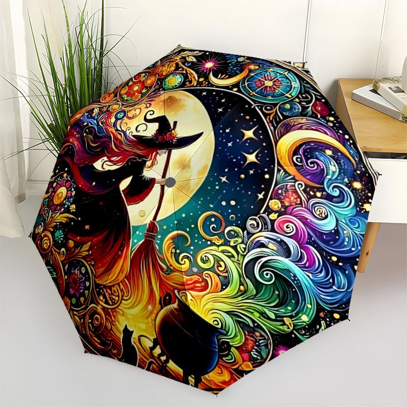 1pc Witchcraft Moonlight Fashionable Automatic Opening/Closing Folding Umbrella with 8 Bones, Windproof Portable, Daily Use42