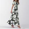 Women's Summer Casual Fashion Print Dresses V-Neck Short Sleeve Dresses