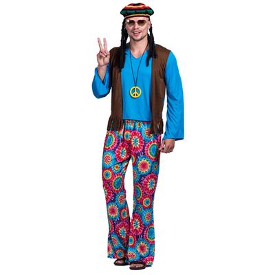 Pánský hippy kostým 60. léta 70. léta psychedelický kostým maškarní kostým milostný mír s světlicemi