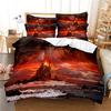 Volcano King Queen Duvet Cover Volcanic Eruption Bedding Set Fire Mountain Comforter Cover Natural Scenery Polyester Quilt Cover