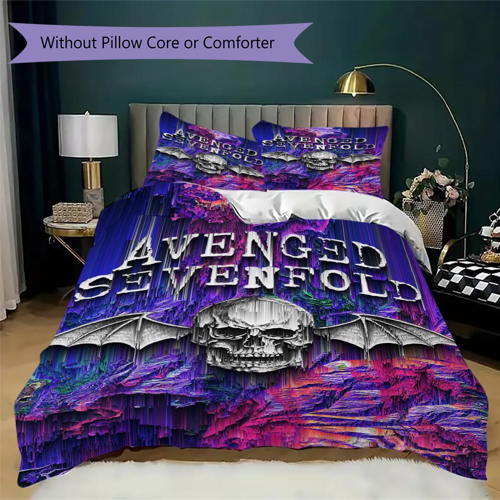 Avenged Sevenfold Pattern Bedding,Quilt Set Quilt Cover Pillowcase Home Birthday Gift (1*duvet cover+2*pillowcase,without core)SSJT0917545