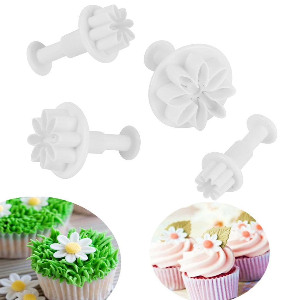 4 ks/sada Mini srdce květina forma plastový píst DIY nástroje na zdobení dortů Fondant Sugar Craft vykrajovátko na sušenky