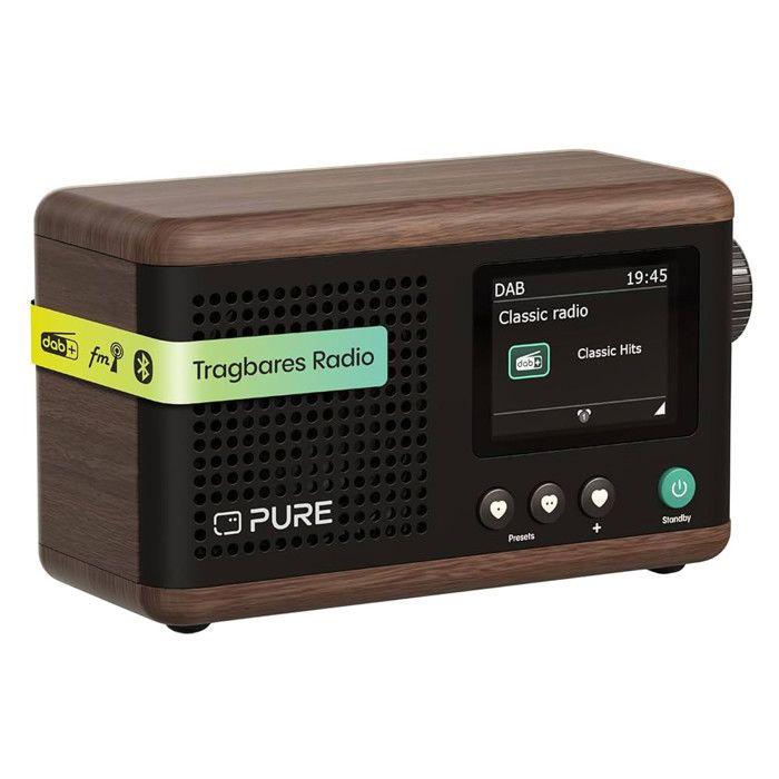 PURE Classic Stereo Mini DAB+ Bluetooth Radio FM RDS 2x20W Nero Caffè/Noce