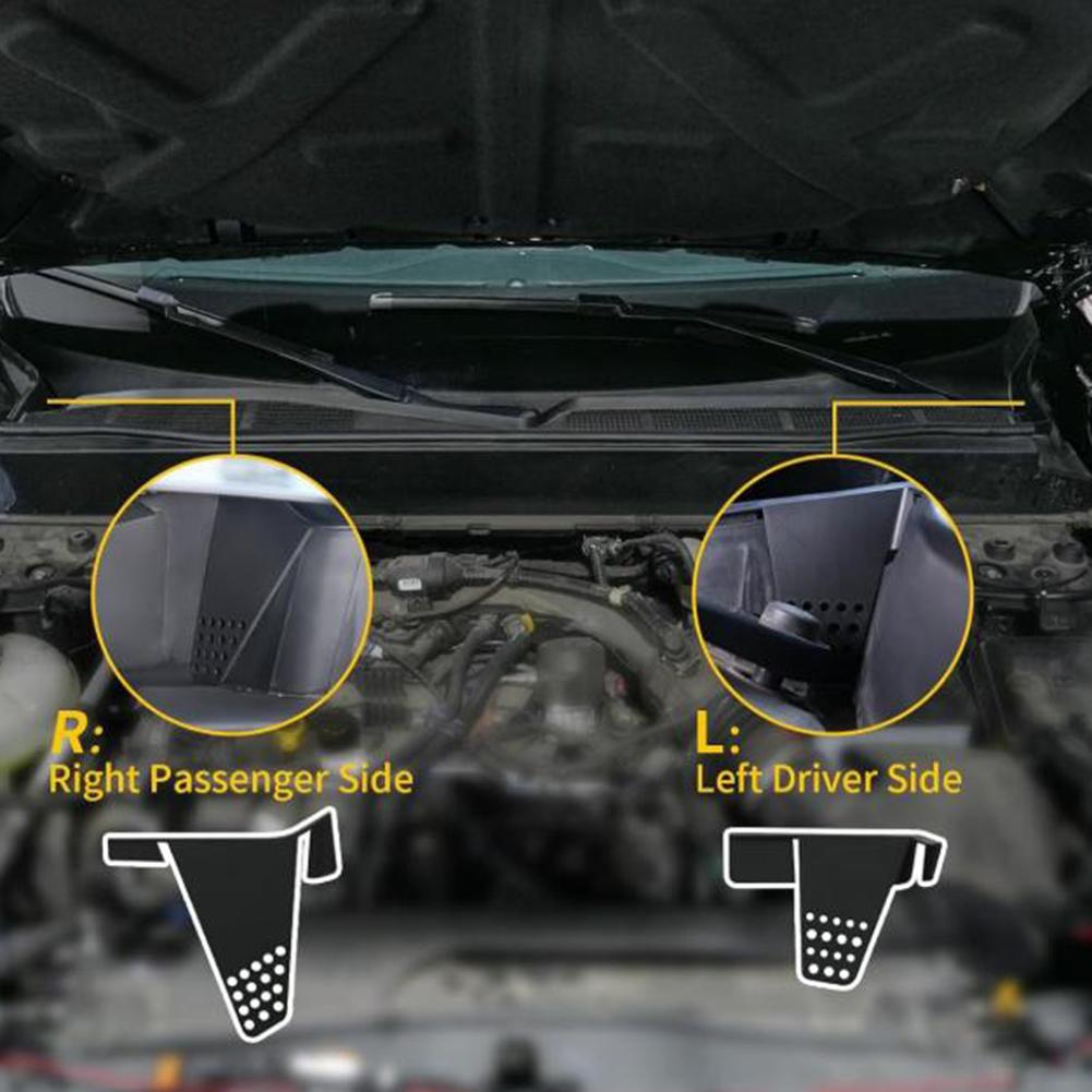 Engine Bay Protection Black Hood Water Barrier Plastic Construction Direct Fit Replacement Left And Right Placement