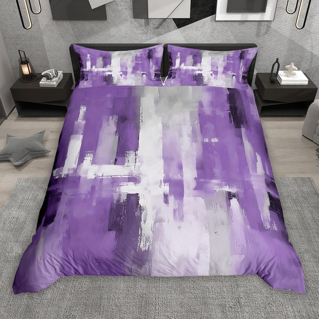 Homewish Watercolor Ombre Aesthetic Duvet Cover Set 2pcs/3pcs, Graffiti Oil Painting Bedding Set, Modern Gradient Bed Set
