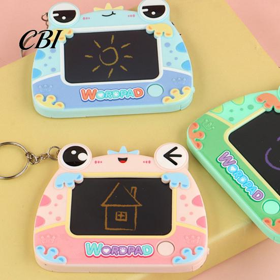 Wiederverwendbares Schreibblock Mini Zeichenbrett Schlüsselanhänger für Kinder, Cartoon Frosch mit Schlüsselring, Hängendes Kritzel Skizze Schultasche LCD Tablet Anhänger