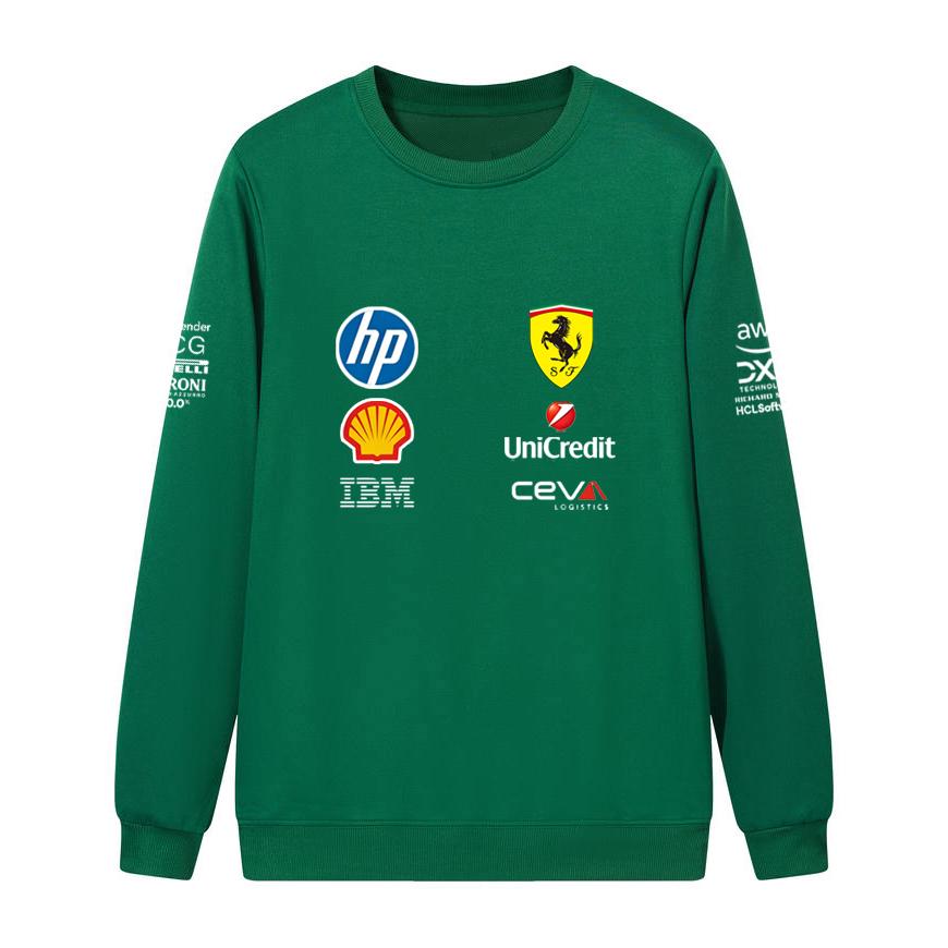 Unisex Damen Herren Frühling und Herbst F1 Ferrari Racing Print Rundhals Sweatshirt Lässig Locker Langarm Pullover Sport Streetwear