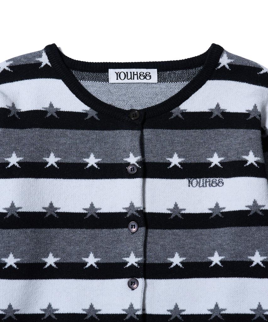 YOUHEE Star Stripe Cardigan Black