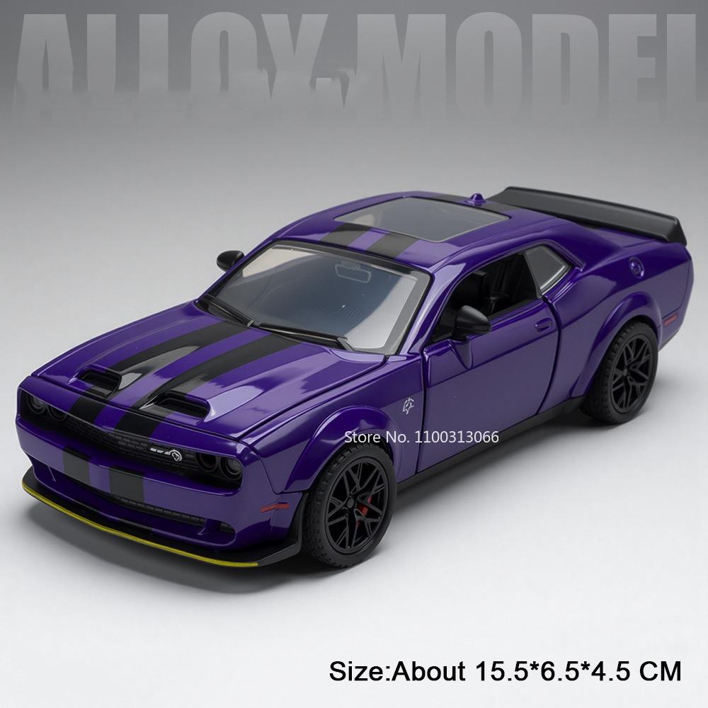1:32 Challenger SRT Hellcat Toys Cars Models Alloy Diecast with Light Music Miniature Vehicle Wheel Pull Back Car Birthday Gifts