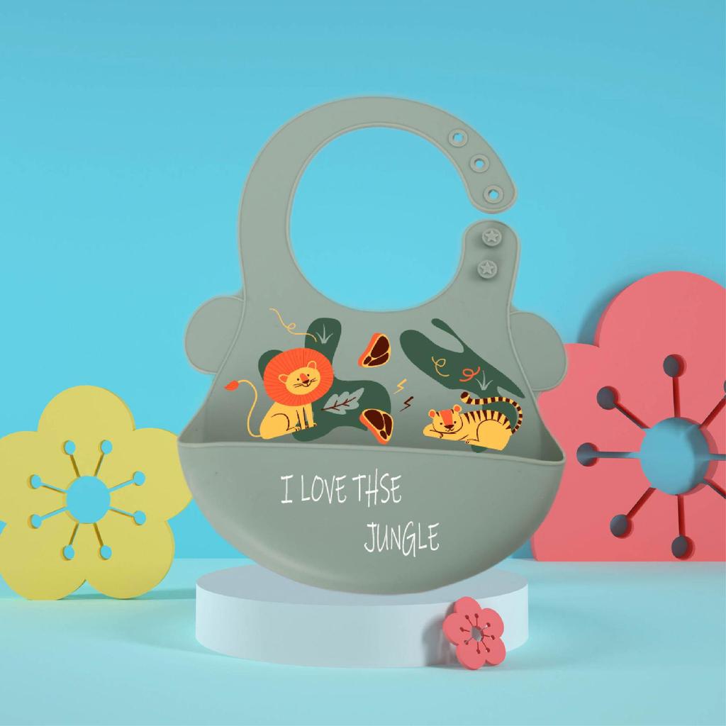 Waterproof Silicone Baby Bib - Large, Wash-Free, Drool & Meal Bib for Newborns and Children