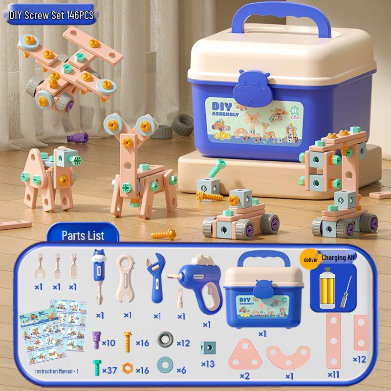Xiaobei Hippo Toolbox: TikTok-Inspired Electric Drill & Screw Set for Kids