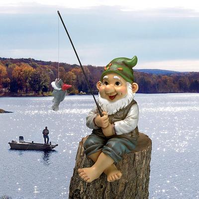 Vissende Tuinkabouter Dwerg Elf Tuinbeeld Cadeau Buiten Patio Decoratie