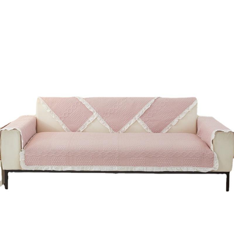 Sofa-Kissen aus reiner Baumwolle, universell für alle Jahreszeiten, rutschfest, Baumwolle Sommer Koreanischer Creme-Wind Sitzkissenbezug, schlicht und modern