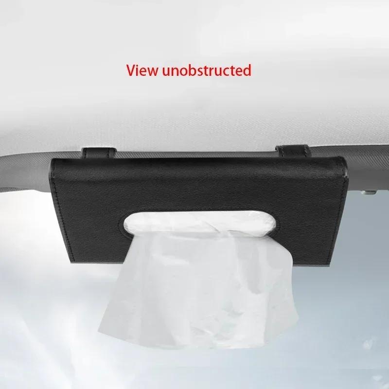 New Soft Leather Car Tissue Box Car Sun Visor Type Block Hanging Container Towel Napkin Holder Paper Rack Organizer Storage Bag
