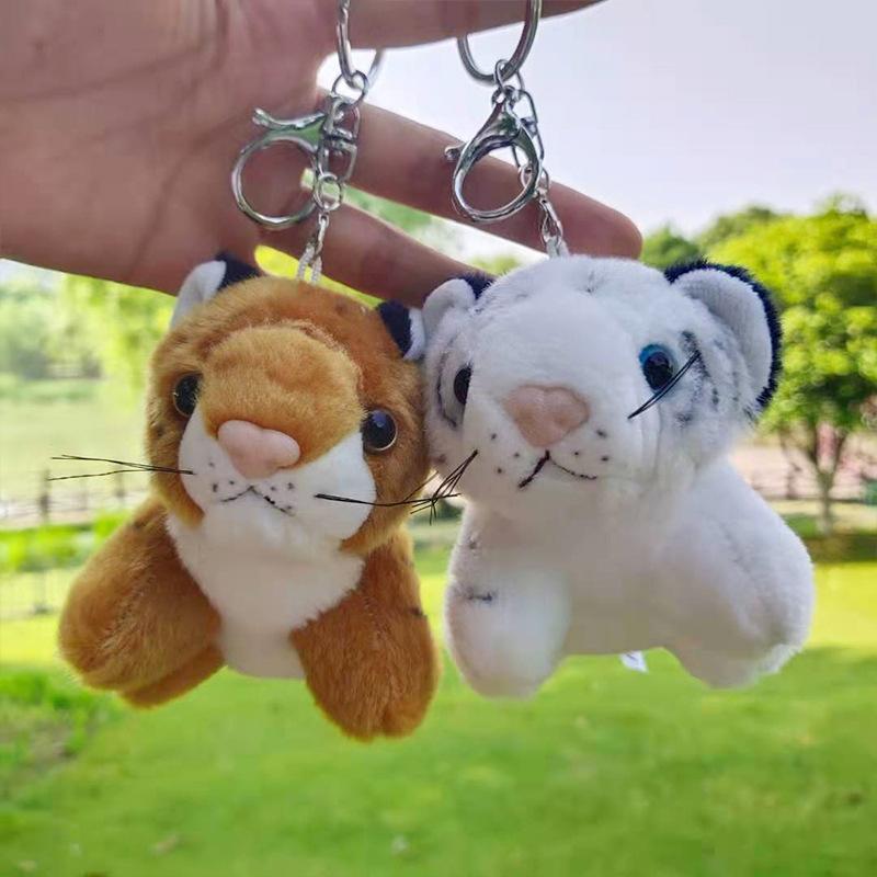 2s/lot 10cm cute animal Tiger stuffed pendant soft tiger plush toys Key chain