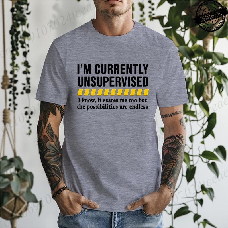 Funny T Shirt Funny Shirts for Men Funny Saying Mens TShirts Sarcastic Dad TShirtsCurrently Unsupervised Mens Tee Tops
