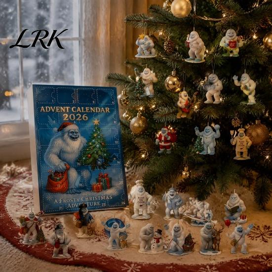 Christmas Gift for Kids Advent Calendar 2026, 24 Days Sea Turtle/Big Foot/Highland Cow/Dog Ornaments Winter Snowman Ornament Countdown Calendar,
