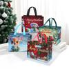 12pcs Festive Christmas Gift Bags - Snowman, Tree , Stocking Design, Black Golden with Handles, Non-Woven Tote Bags