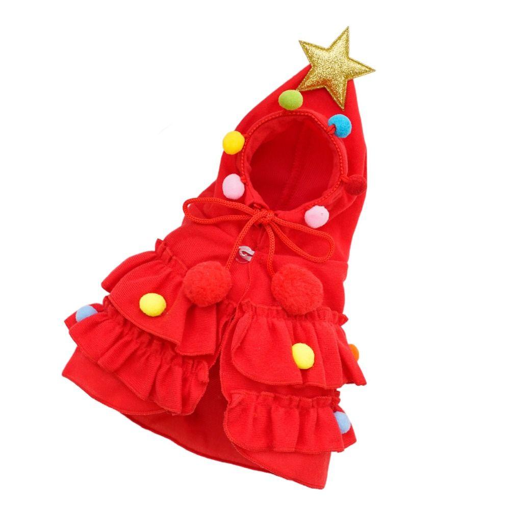 Colorful Pet Cape Santa Tree Costume Puppy Coat Trendy Christmas Dog Cloak