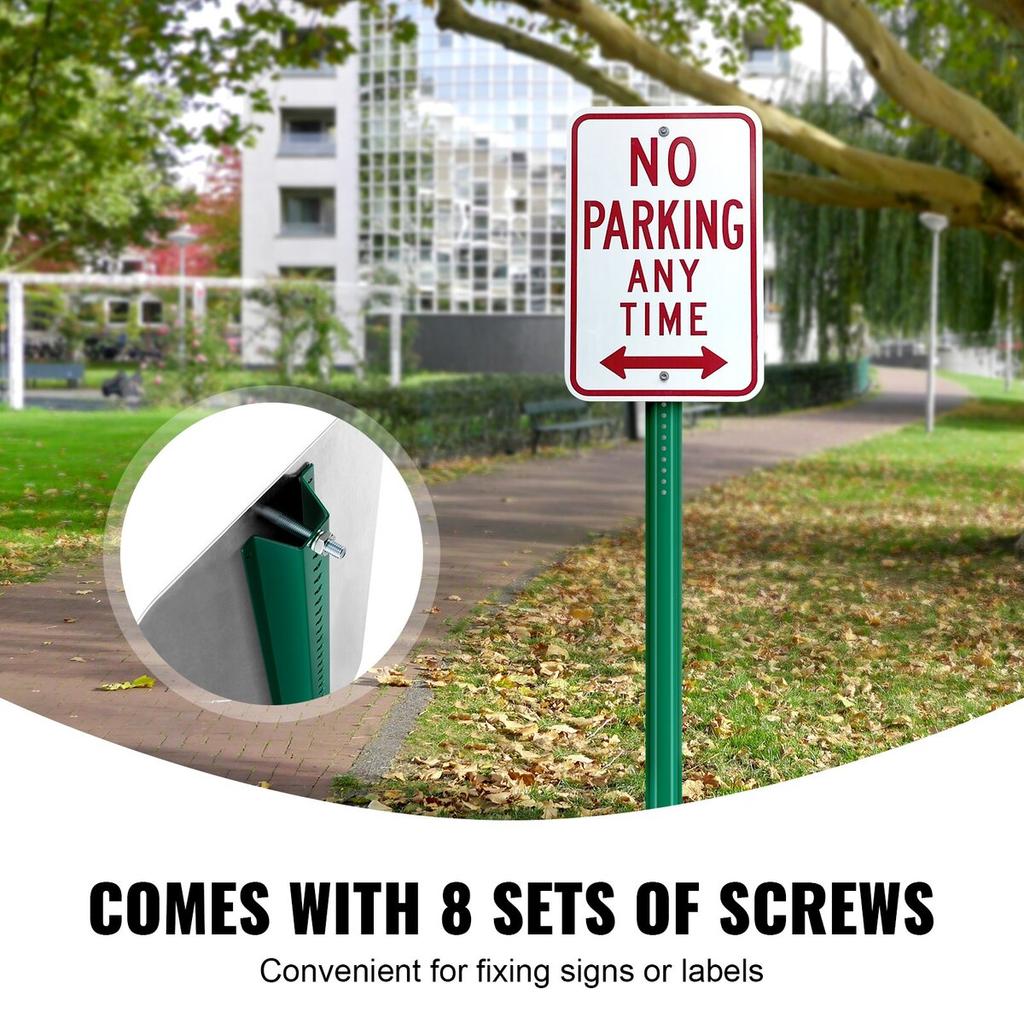 Cast Iron Sign Post 8ft Fixed U-Channel Heavy Duty Post Sign Holder Green