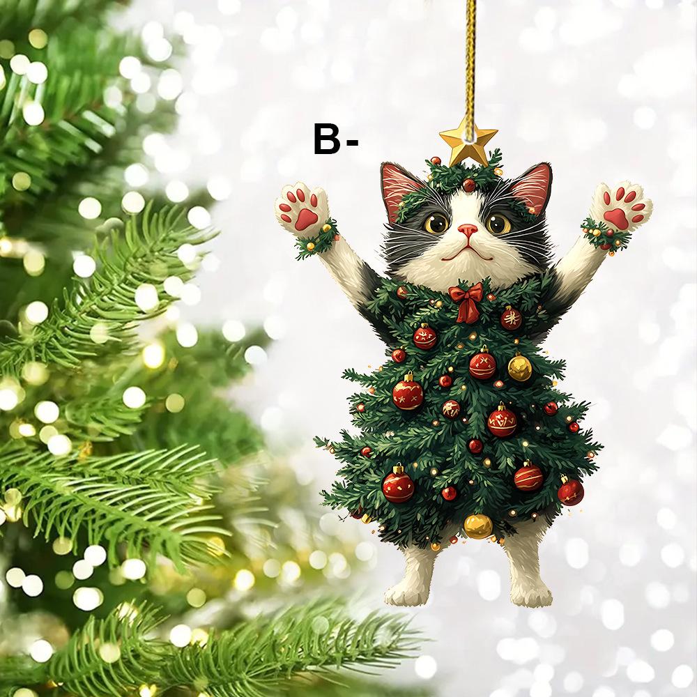 Christmas Decoration Animal Cats Playful Hanging Decoration Realistic Vibrant Cute Colorful Party Supplies Home Decor Kids Gift