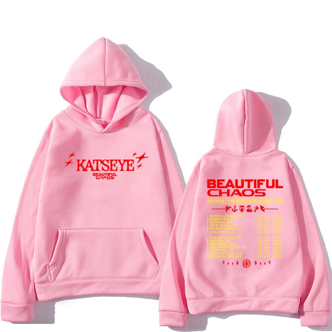 

Katseye The Beautiful Chaos Tour 2025 мода Графічне худі Чоловіче Жіноче Довгий рукав вінтажний Фліс хіп-хоп Толстовки з капюшоном S
