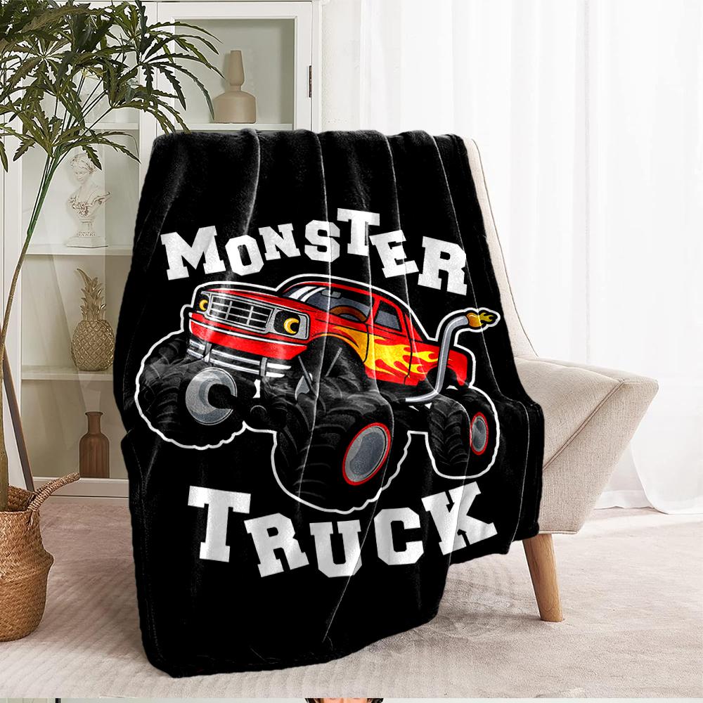 Truck Theme Printed Blanket - Perfect for Couch, Bed, Travel & Outdoor Use | Machine Washable, Cozy & Durable.