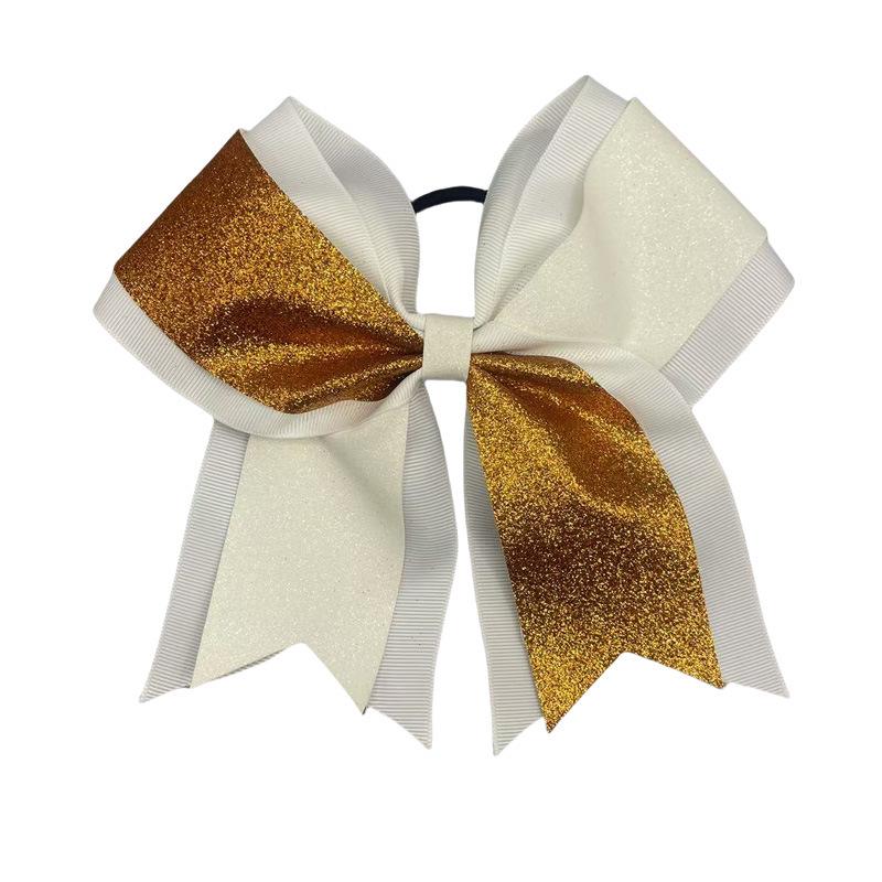 Glitter Cheerleading Bow Hair Tie with Double-Layer Elastic