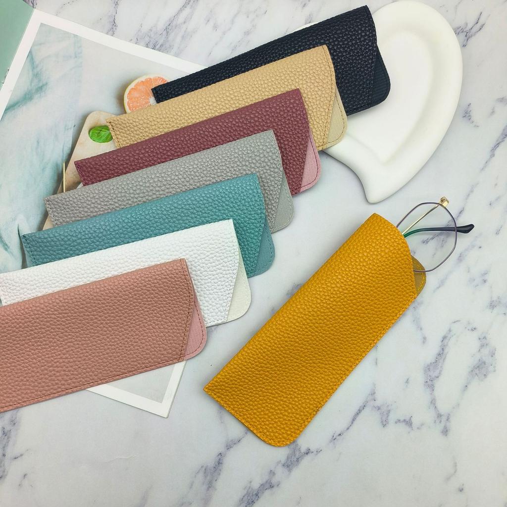 Eyewear Protective Case Ultra-Lightweight Pu Leather Glasses Pouch Litchi Grain Glasses Bag Waterproof Slip-In Glasses Case