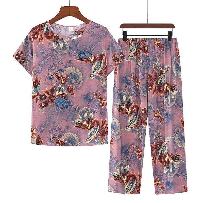 Cotton Pajamas Women's Thin Short Sleeve Set Plus Size Women's Loungewear Can Be Breathable and Antibacterial Sleepwear