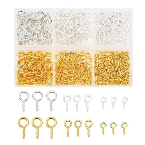 YBGGJO Screw Eyelets, Approximately 420 Pieces, with Individual Case, Craft Parts, Accessory Hardware, Handmade DIY Crafts (Set A)