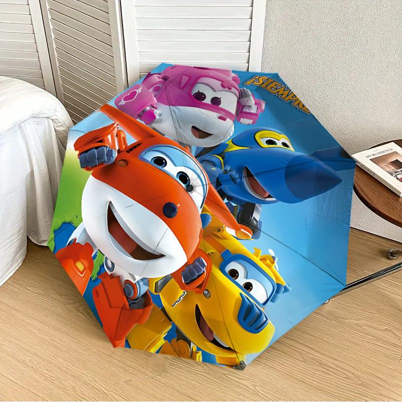 1pc Super Wings Characters Automatic Folding Umbrella, Portable Collapsible Design, Casual Outdoor Accessory L1127140