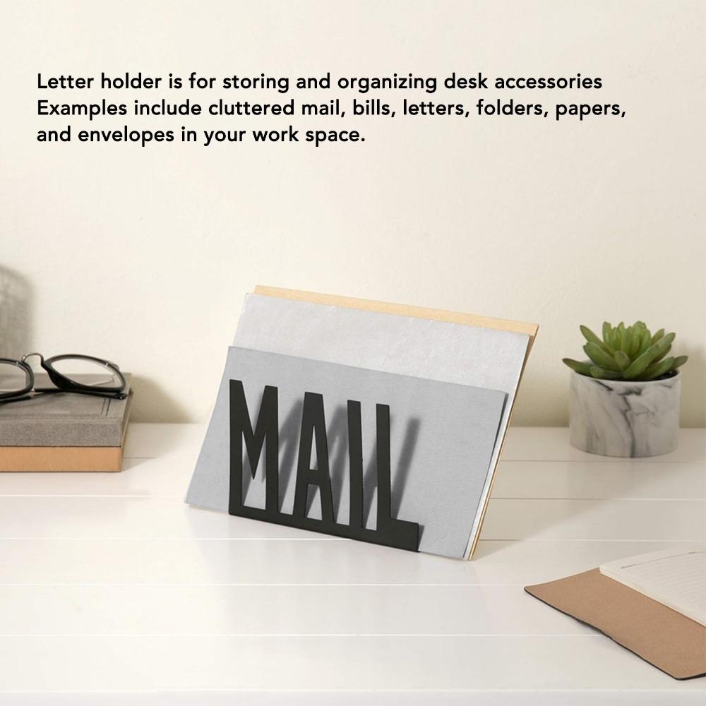 Metal Construction Mail Organizer Cutout Design Hollow Design Mail Holder Modern Style Two-Sided Design Letter Organizer