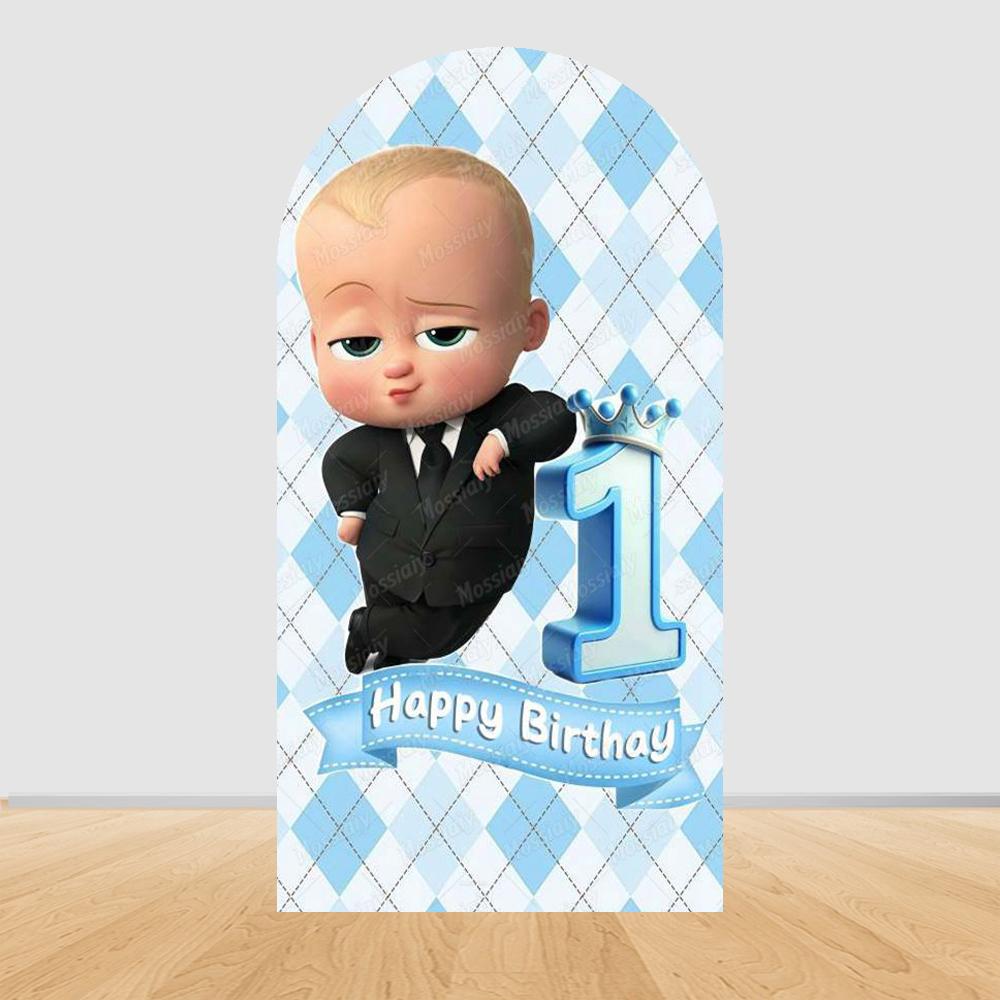 Šťastné narozeniny Boss Baby Oblouk Pozadí Kryt Klučičí Narozeniny Miminkovská Oslava Dekorace Fotografické Pozadí Rekvizity