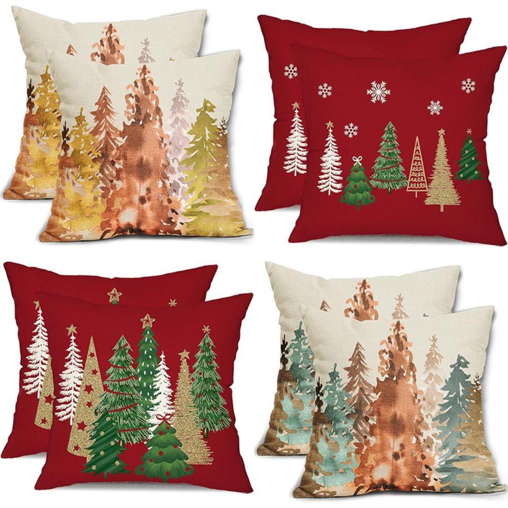2Pcs 45x45cm Christmas Tree Cushion Cover Luxury Pillow Shell Dacron Throw Pillow Case Children