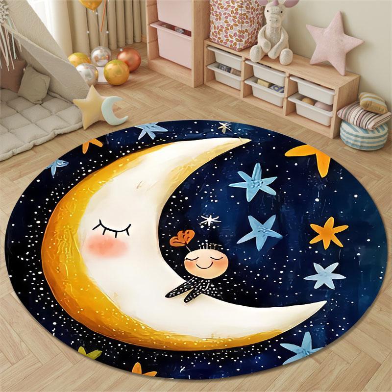 Artistic Round Mandala Multicolor Accent Rug, Non-Slip Floor Mat for Kitchen