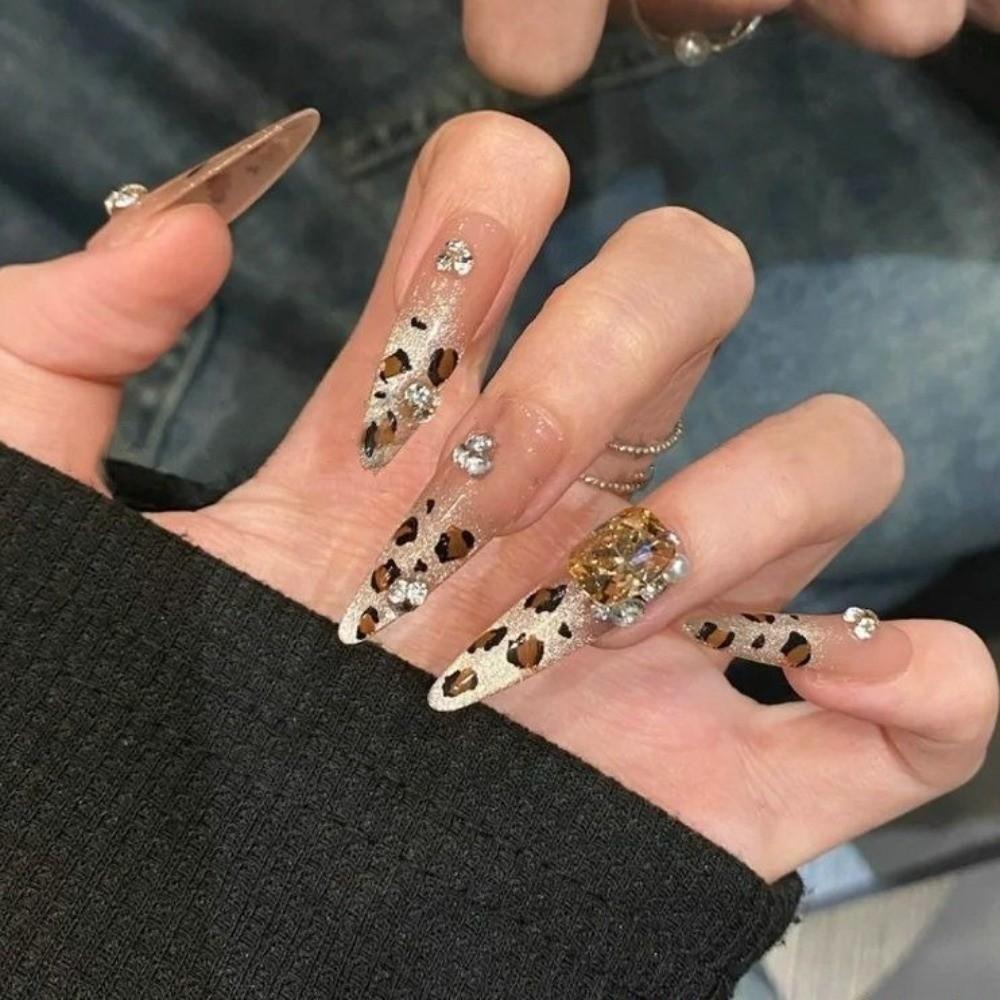 Easy To Apply Leopard Print Nail Stickers Self-Adhesive Nail Sliders  DIY Nail Decoration