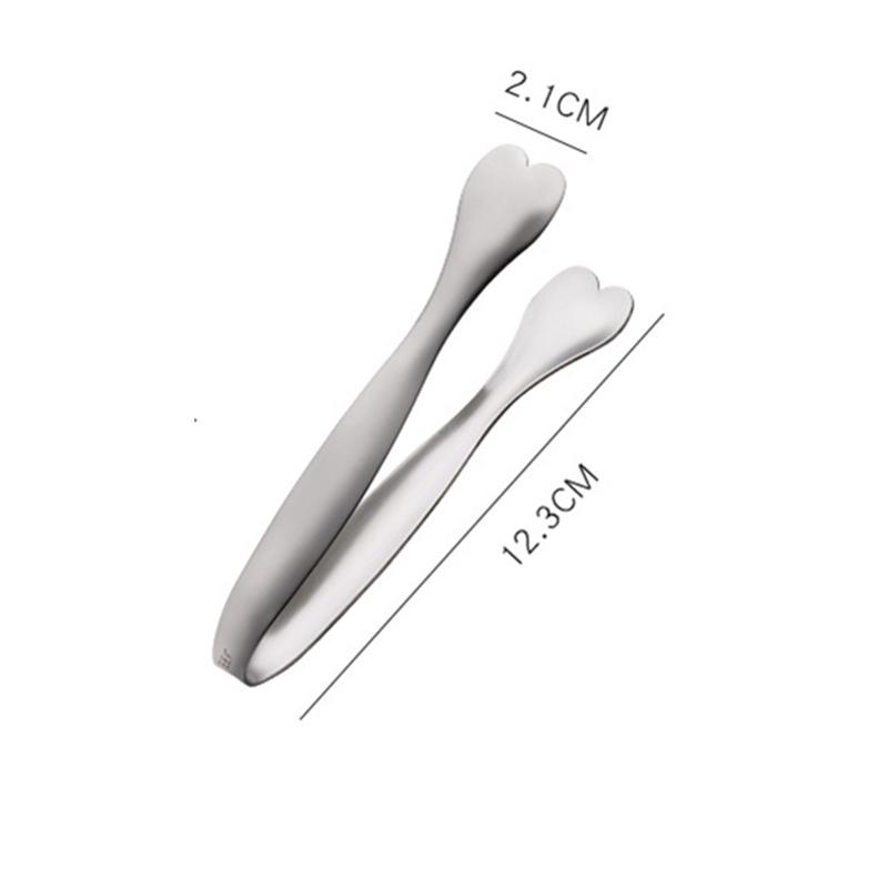 Stainless Steel Heart-Shaped Food Tongs Small Sugar Ice Cube Clip Steak Grill Clamps Kitchen Tweezer Cooking Accessories
