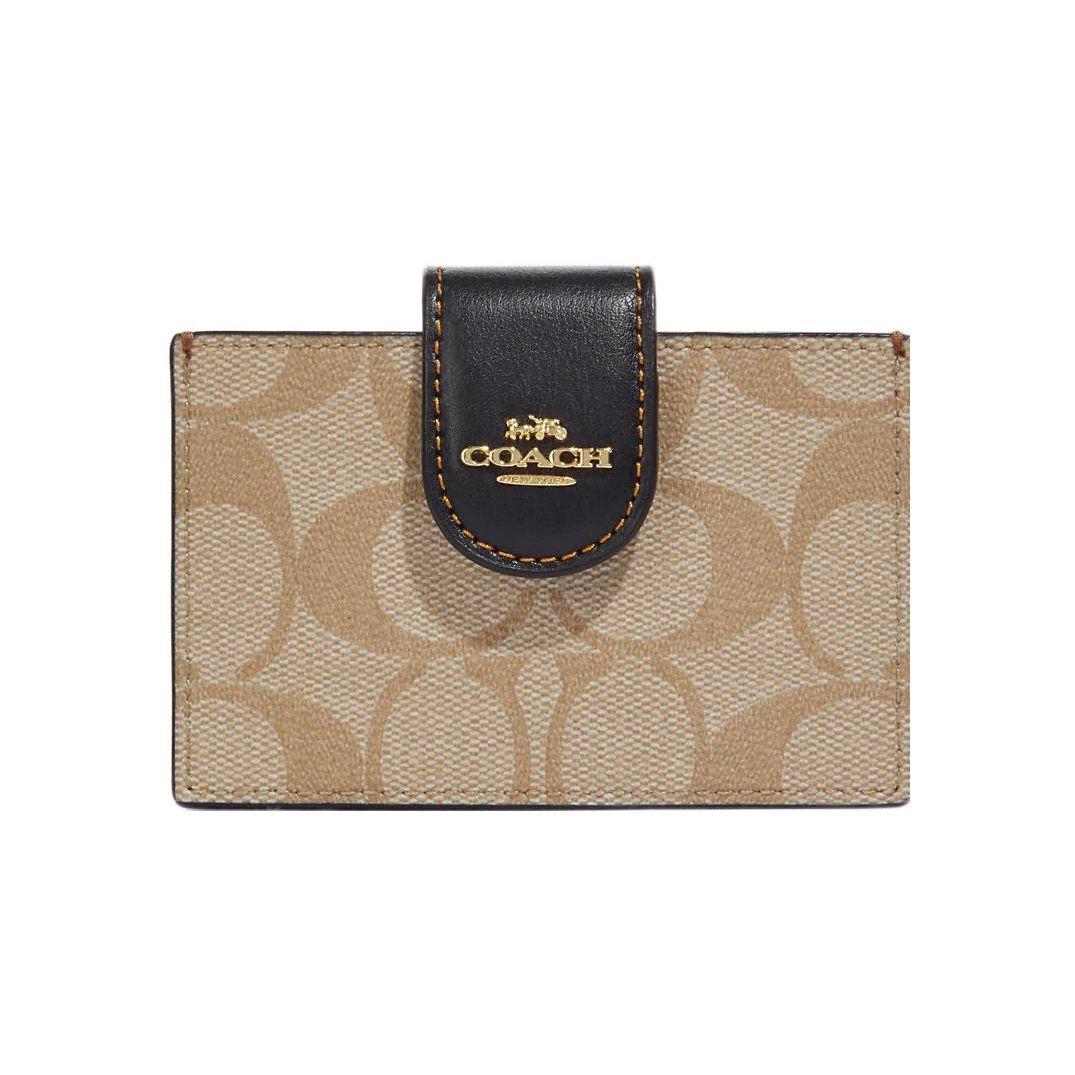 

Coach Card Case 11 Classic Monogram Snap Closure Coated Canvas And Leather Mini Women Card Case Light-Khaki CC846-IMUOH Basic Set (Bag+Dust Bag)