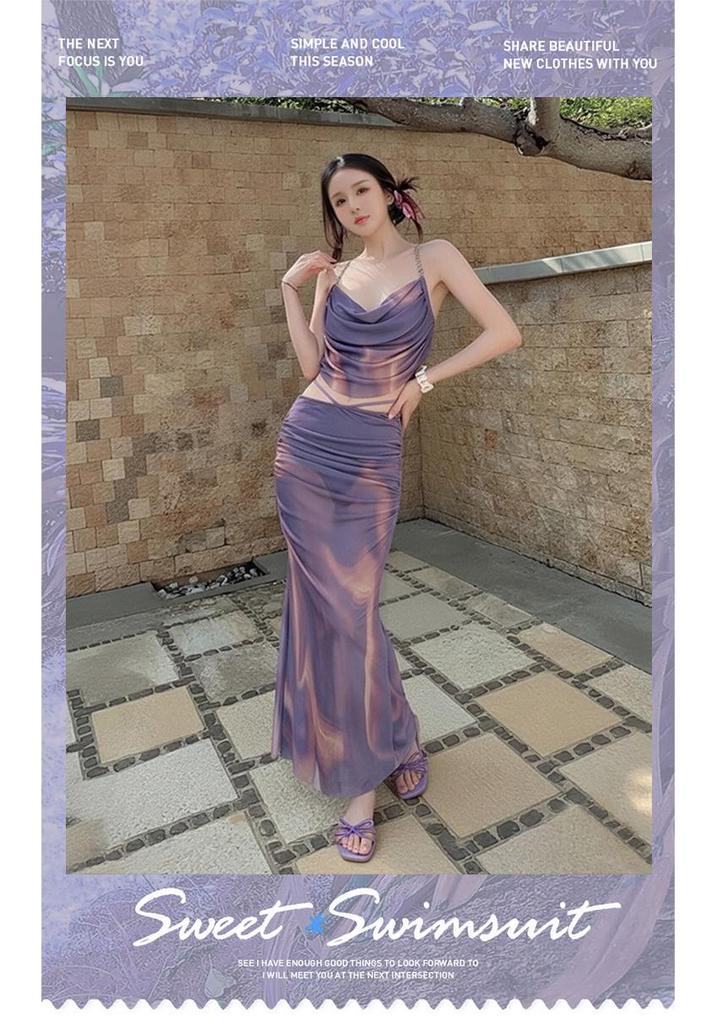 Women's 2025 Push-Up Bikini Set: Three-Piece Swimsuit with Long Skirt, Underwire Support, Beach & Resort Wear.